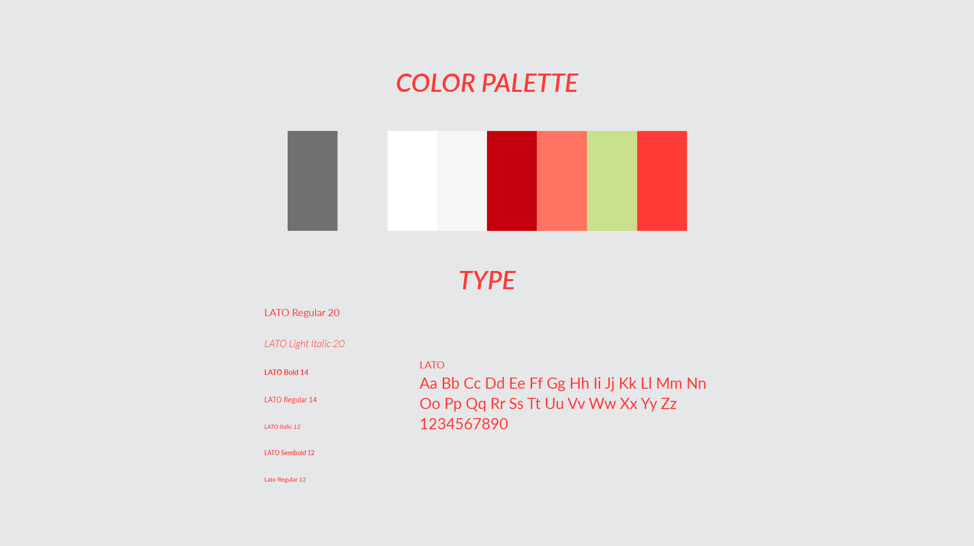 Color table and type used in besouro's interface