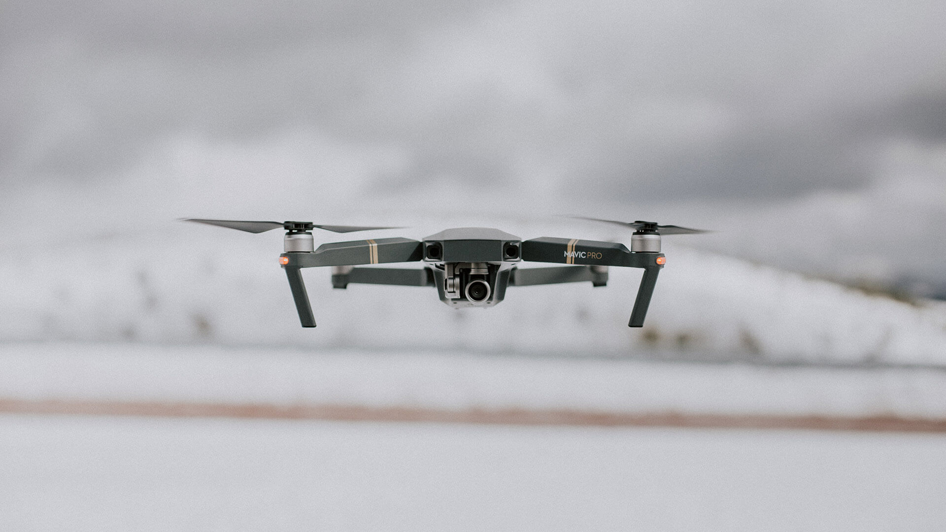 A drone flying above the sea