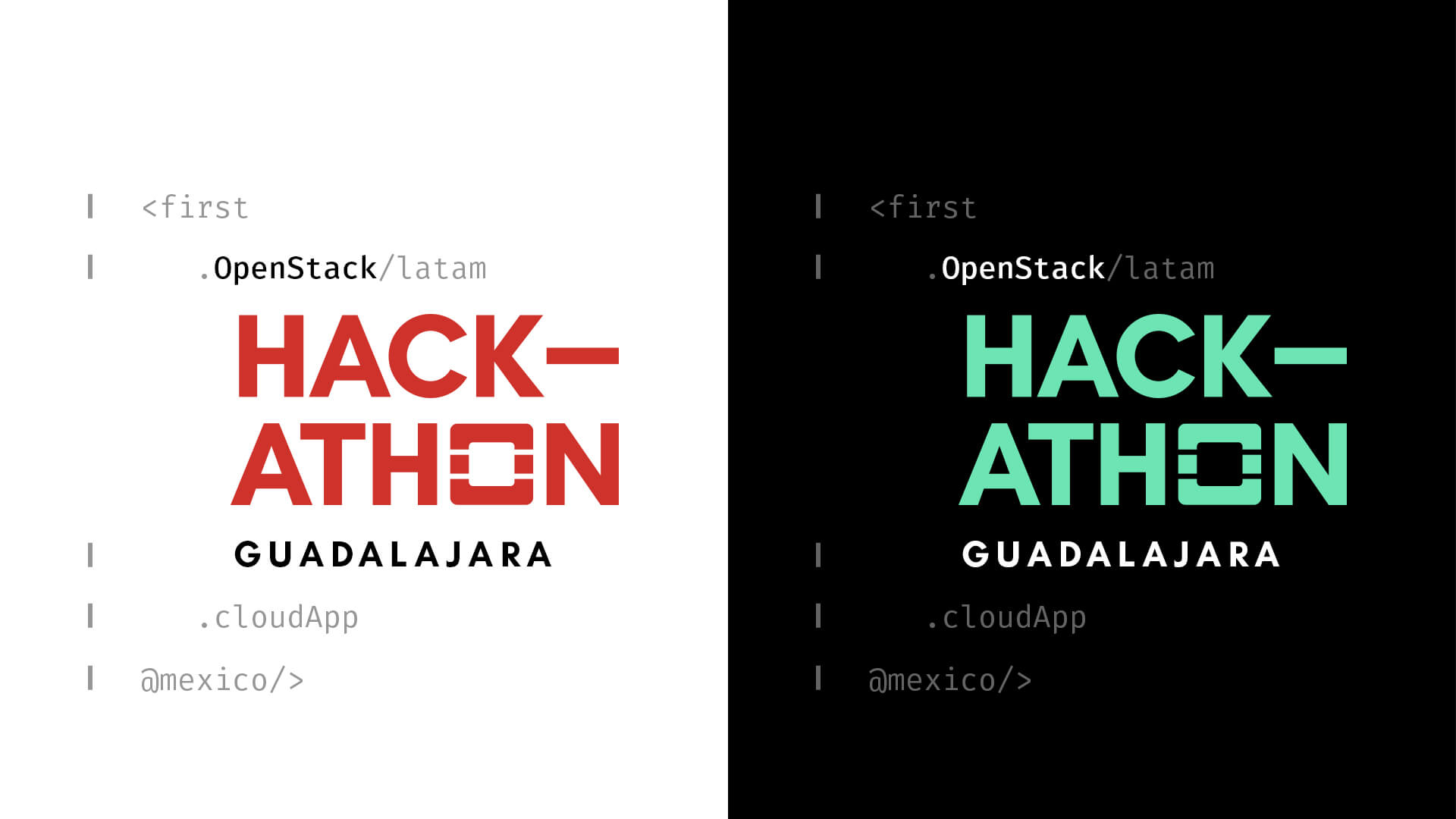 Composed brand over black and white backgrounds