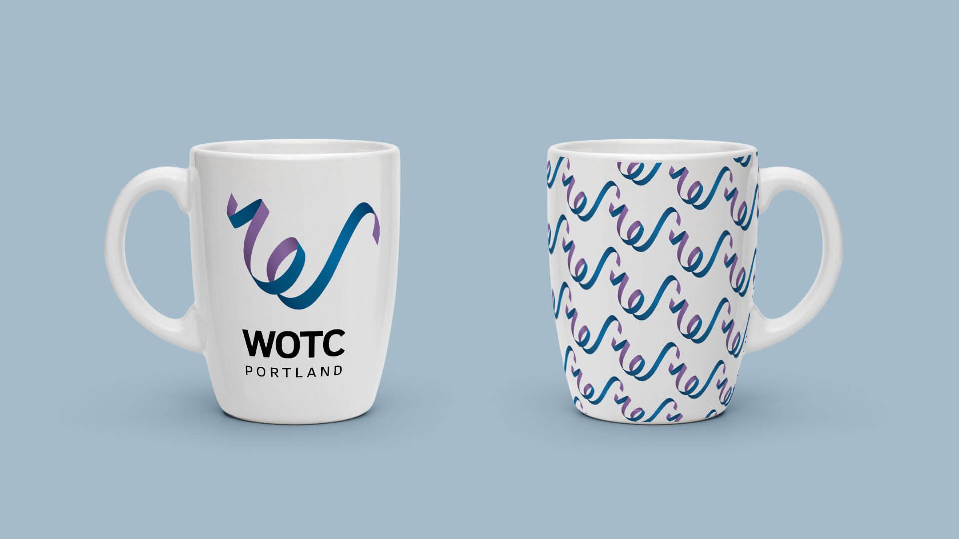 Mug with the logo and pattern onver a light background