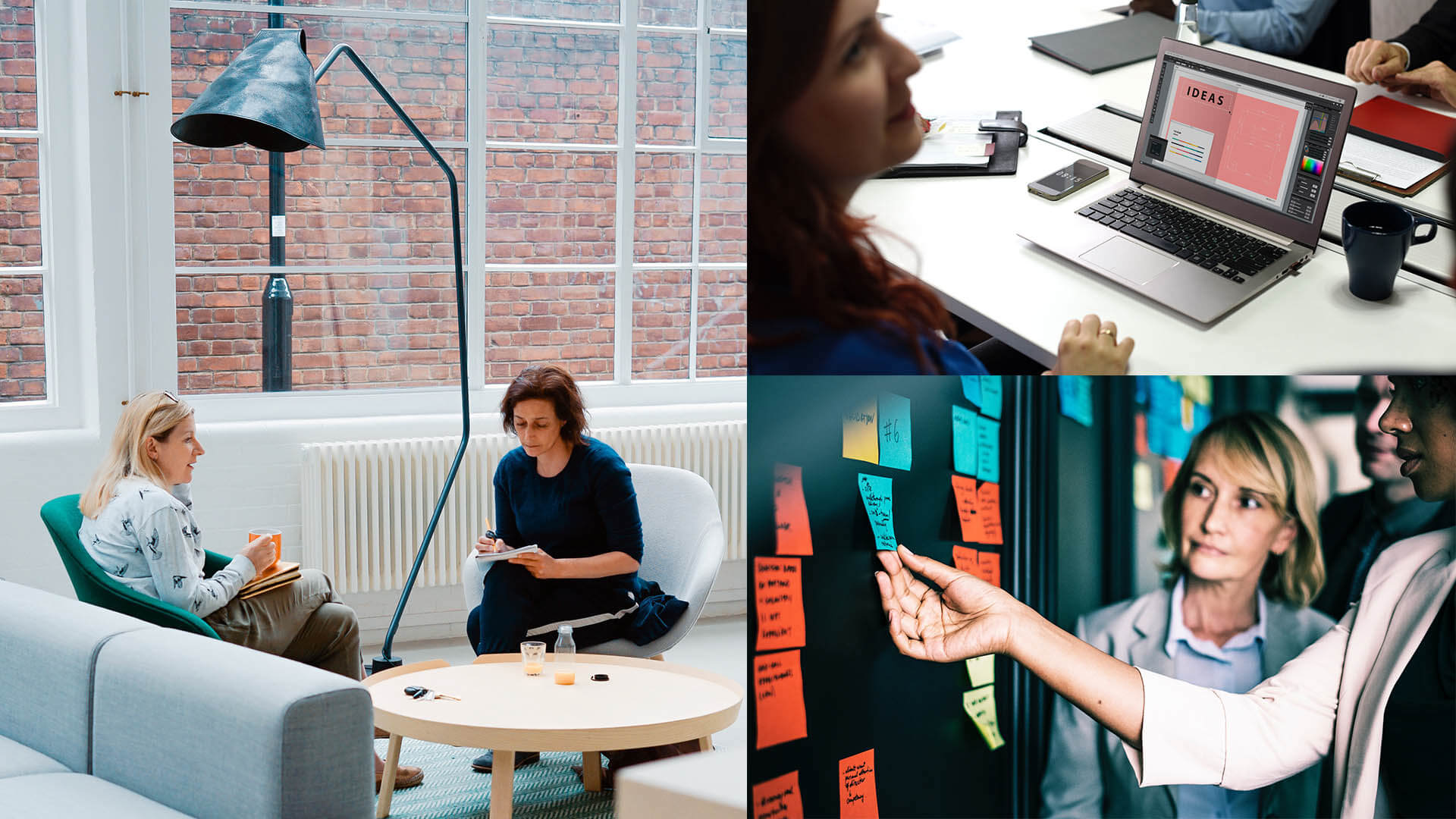 A collection of pictures of women in their workplaces