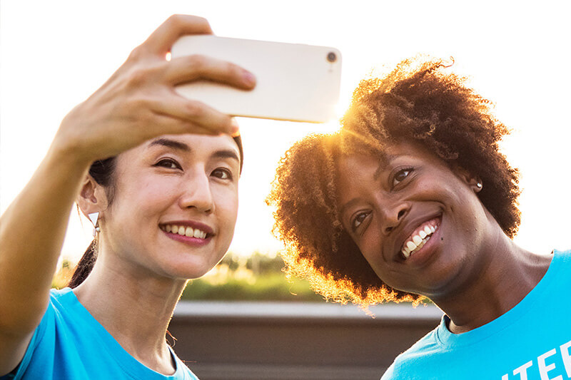 Two women taking a selfie