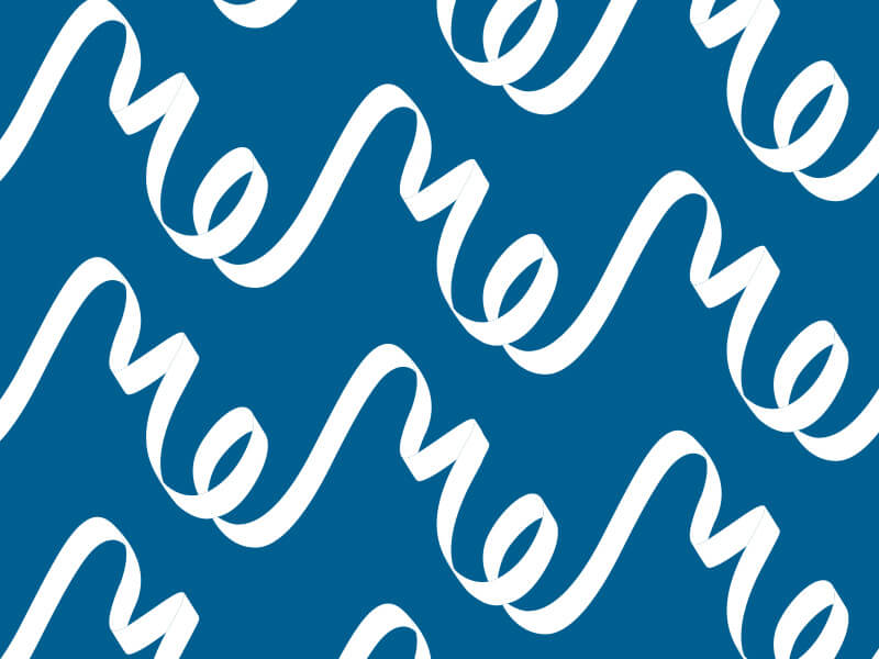 White pattern over a blue background
